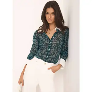 Mint Velvet Teal Printed Sheer Shirt
